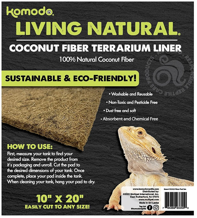 1 count Komodo Living Natural Coconut Fiber Terrarium Liner 10 x 20 Inch