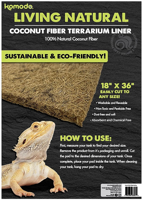1 count Komodo Living Natural Coconut Fiber Terrarium Liner 18 x 36 Inch