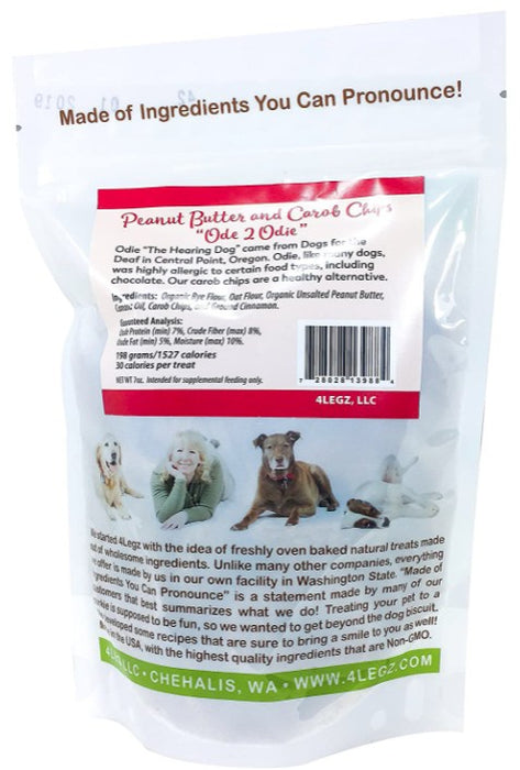 7 oz 4Legz Ode 2 Odie Peanut Butter and Carob Chips for Dogs