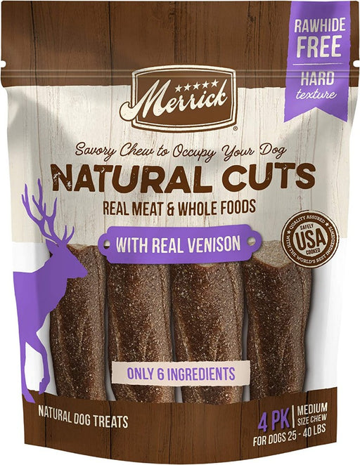 28 count (7 x 4 ct) Merrick Natural Cut Venison Chew Treats Medium