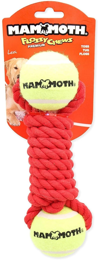 Medium - 1 count Mammoth Flossy Chews Braided Bone with 2 Tennis Balls for Dogs