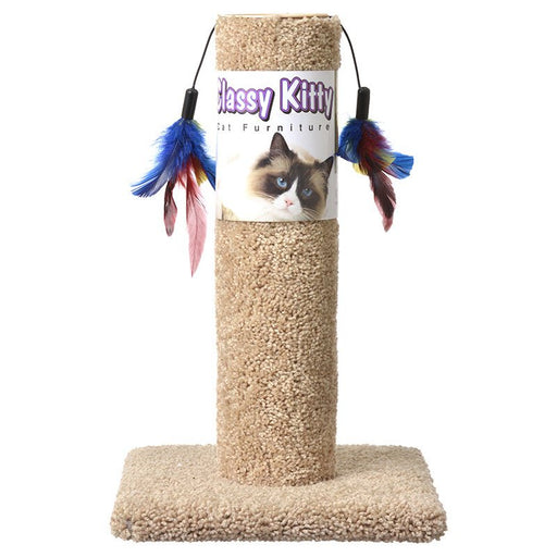 17" tall North American Classy Kitty Cat Scratching Post with Feathers