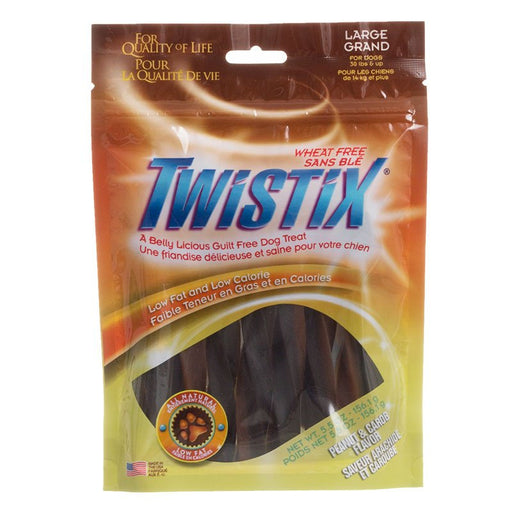 44 oz (8 x 5.5 oz) Twistix Peanut and Carob Flavor Dog Treats Large