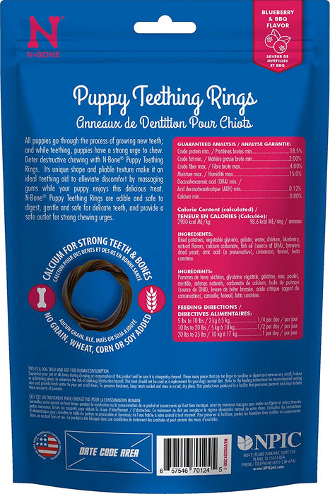 6 count N-Bone Puppy Teething Ring Blueberry and BBQ Flavor