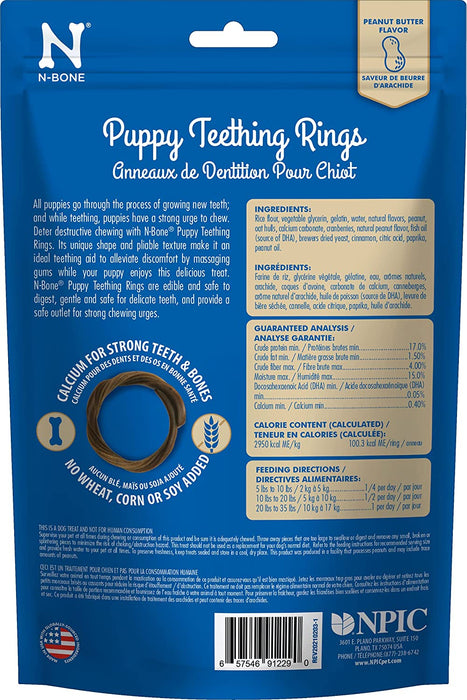 36 count (6 x 6 ct) N-Bone Puppy Teething Rings Peanut Butter Flavor