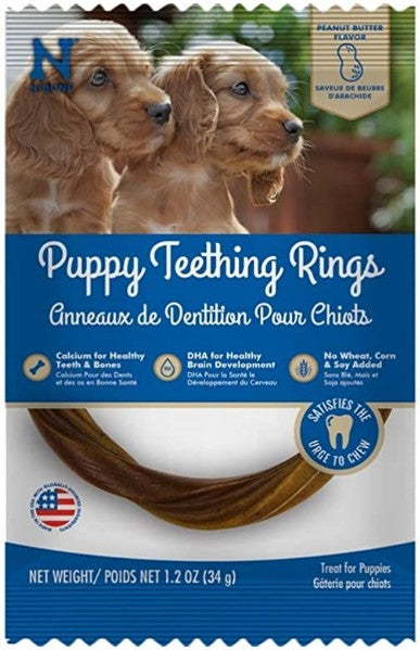 12 count (12 x 1 ct) N-Bone Puppy Teething Rings Peanut Butter Flavor