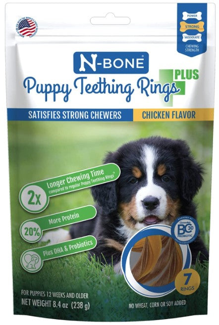 28 count (4 x 7 ct) N-Bone Puppy Teething Rings Plus Chicken Flavor