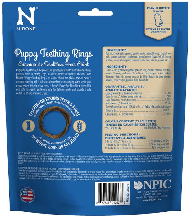 18 count (6 x 3 ct) N-Bone Puppy Teething Rings Peanut Butter Flavor