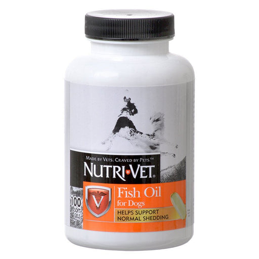 100 count Nutri-Vet Fish Oil for Dogs Soft Gels Helps Support Normal Shedding
