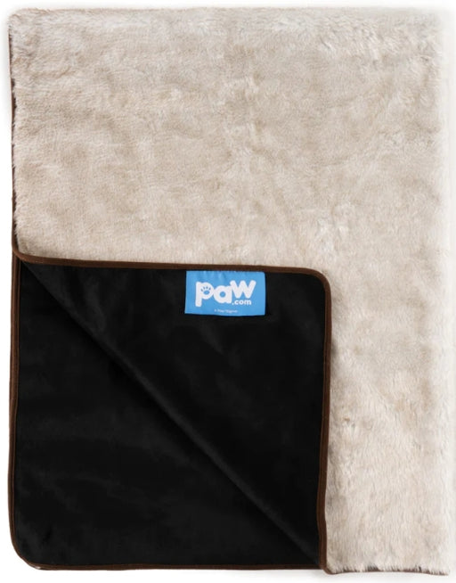 1 count Paw PupProtector Cool Comfort Waterproof Throw Blanket White with Brown Accents