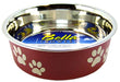 Small - 1 count Loving Pets Merlot Stainless Steel Dish With Rubber Base