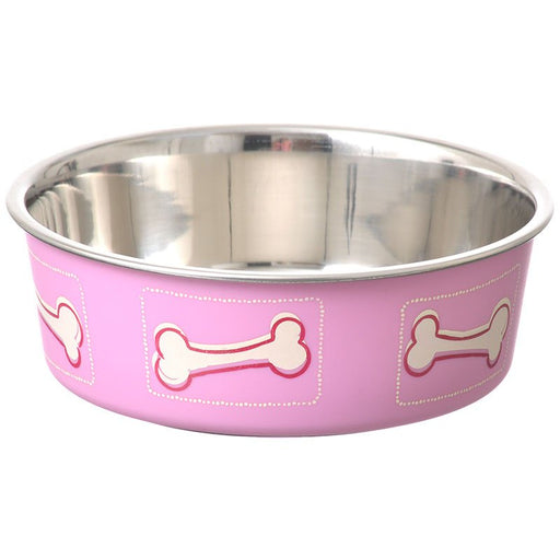 1 count Loving Pets Bella Bowl with Rubber Base Coastal Pink