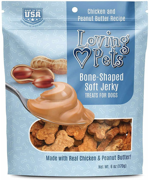 108 oz (18 x 6 oz) Loving Pets Bone-Shaped Soft Jerky Treats Peanut Butter