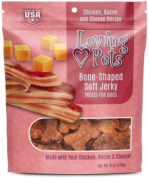 6 oz Loving Pets Bone-Shaped Soft Jerky Treats Bacon