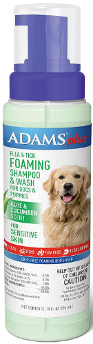 10 oz Adams Foaming Flea and Tick Shampoo with Aloe and Cucumber