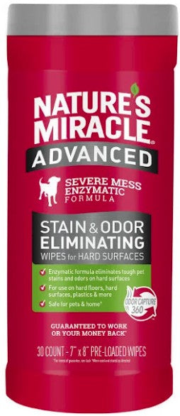 30 count Natures Miracle Advanced Stain and Odor Eliminating Wipes for Hard Surfaces