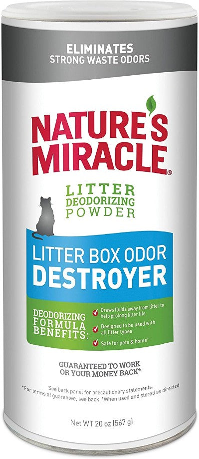 20 oz Natures Miracle Just For Cats Litter Box Odor Destroyer Deodorizing Powder