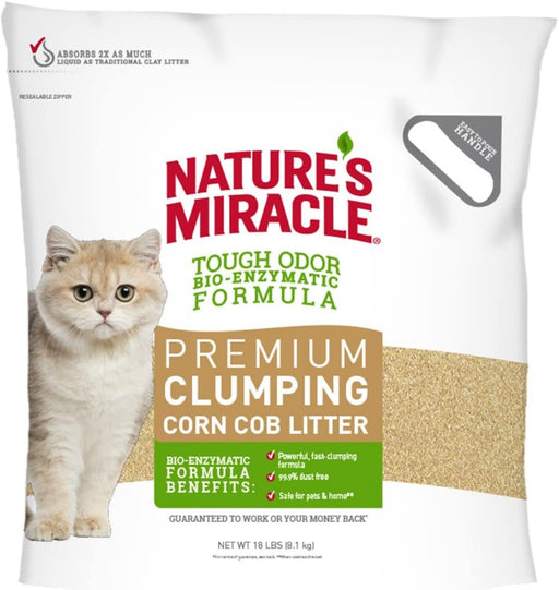 18 lb Natures Miracle Premium Clumping Corn Cob Litter for Cats