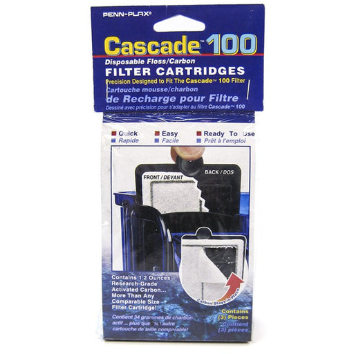 3 count Cascade 100 Power Filter Disposable Floss/Carbon Filter Cartridge