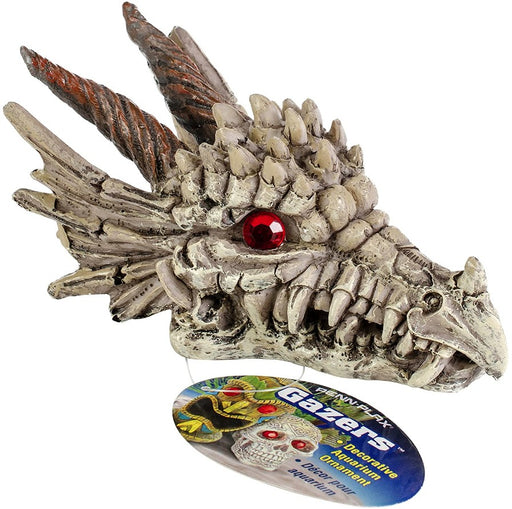 Small - 1 count Penn Plax Gazers Dragon Skull Aquarium Ornament