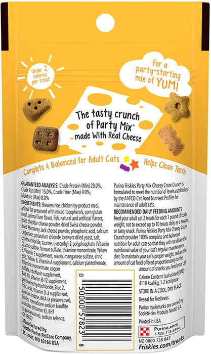 2.1 oz Friskies Party Mix Cheezy Craze Crunch with a Blend of Cheddar, Swiss and Monterey Jack Cat Treats