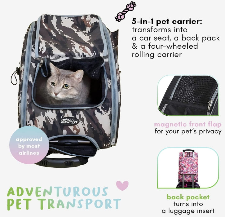 1 count Petique 5-in-1 Pet Carrier for Dogs Cats and Small Animals Sunset Strip