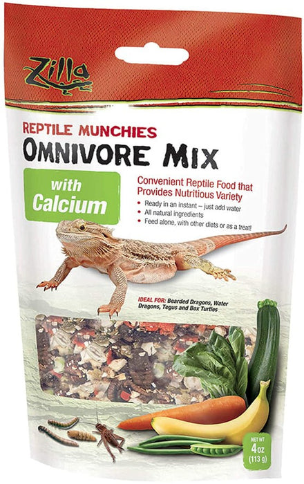 24 oz (6 x 4 oz) Zilla Reptile Munchies Omnivore Mix with Calcium