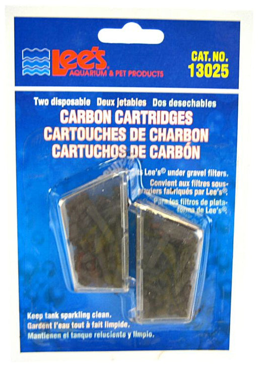 2 count Lees Carbon Cartridges for Under Gravel Filters for Aquariums