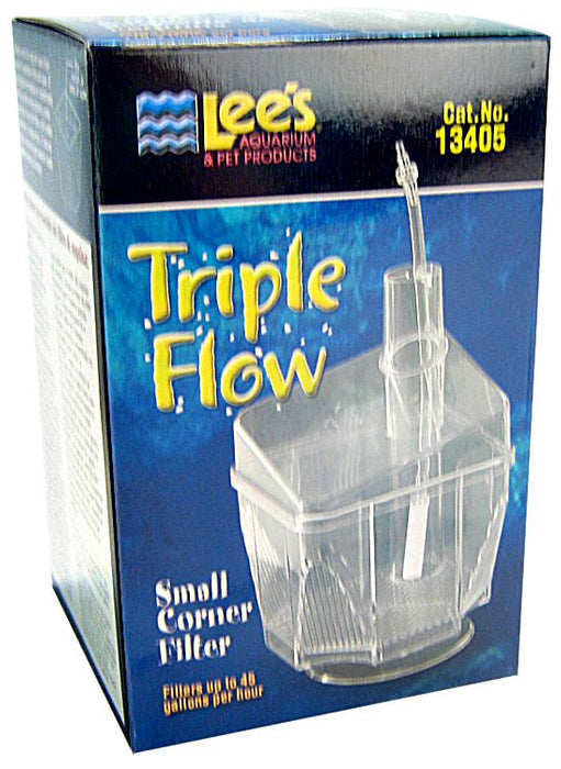 Small - 6 count Lees Triple Flow Corner Aquarium Filter