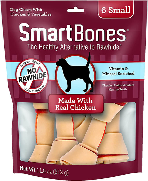 6 count SmartBones Rawhide Free Chicken Bones Small