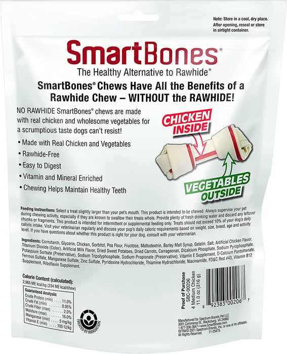 12 count (3 x 4 ct) SmartBones Rawhide Free Chicken Bones Medium