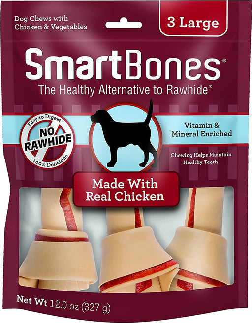3 count SmartBones Rawhide Free Chicken Bones Large