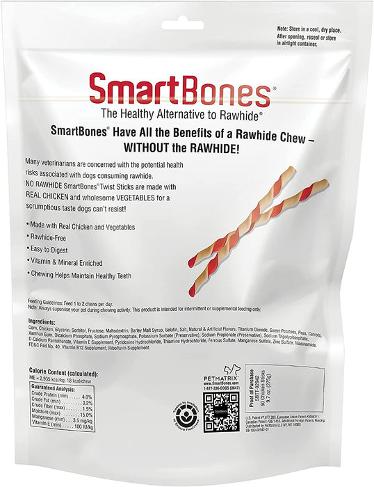 350 count (7 x 50 ct) SmartBones Vegetable and Chicken Smart Twist Sticks Rawhide Free Dog Chew