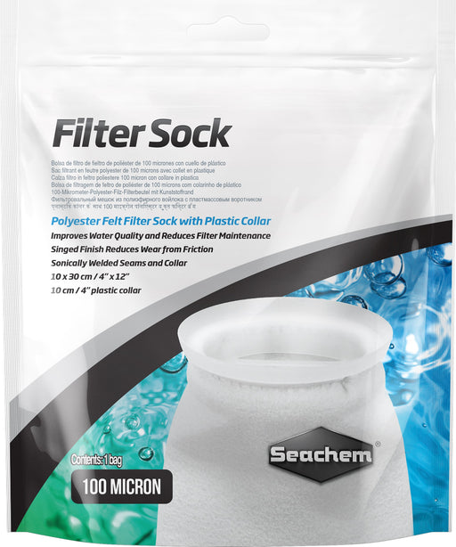 Small - 1 count Seachem Filter Sock Polyester Felt Filter Sock with Plastic Collar for Aquariums