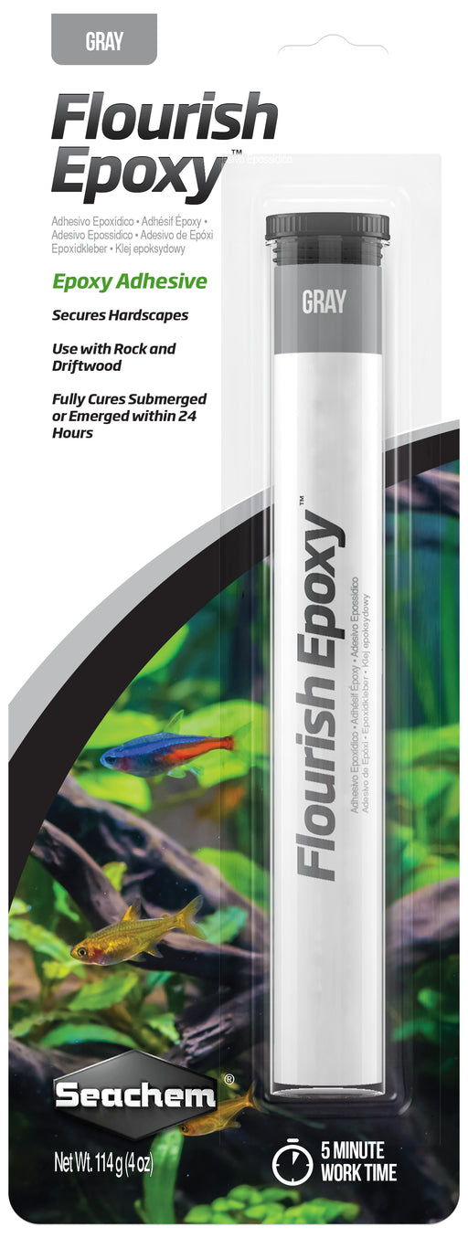 4 oz Seachem Flourish Epoxy Gray Adhesive for Securing Hardscapes in Aquariums