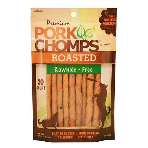 20 count Pork Chomps Premium Pork Chomps Roasted Rawhide-Free Porkskin Twists Small