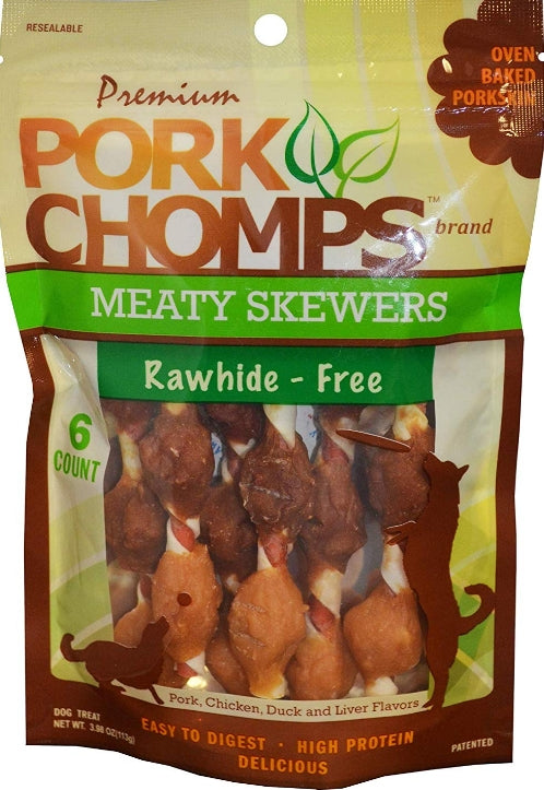 6 count Pork Chomps Premium Nutri Chomps Meaty Skewers