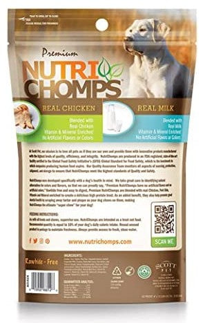 4 count Pork Chomps Premium Nutri Chomps Milk Flavor Braid Dog Chews Small