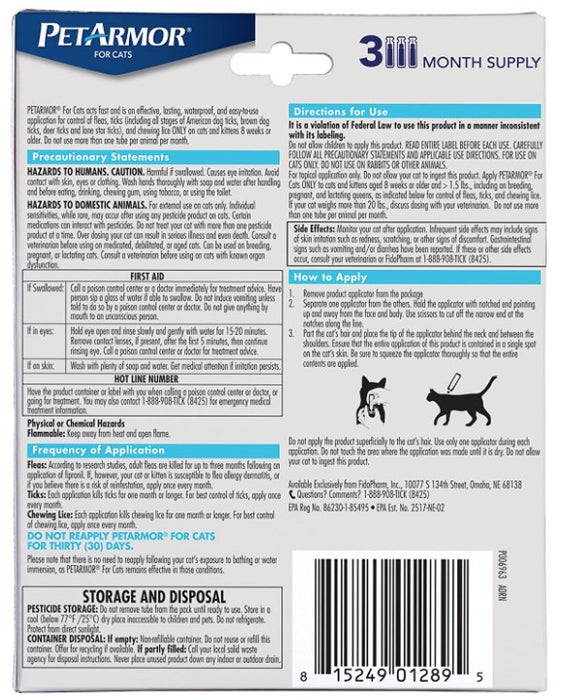 9 count (3 x 3 ct) PetArmor Flea and Tick Treatment for Cats (Over 1.5 Pounds)