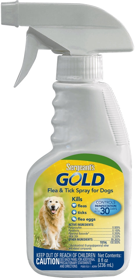 64 oz (8 x 8 oz) Sergeants Gold Flea and Tick Spray for Dogs