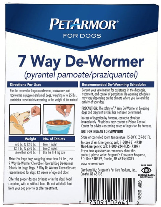 2 count PetArmor 7 Way De-Wormer for Small Dogs and Puppies 6-25 Pounds