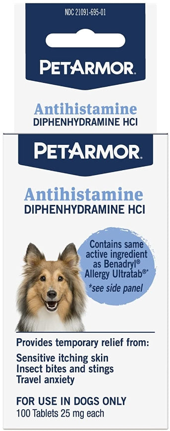 100 count PetArmor Antihistamine Medication for Allergies for Dogs