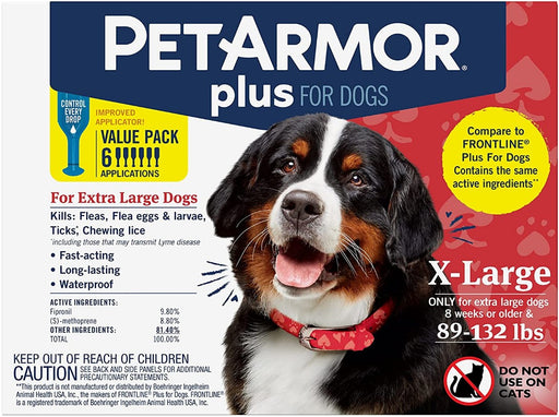 6 count PetArmor Plus Flea and Tick Treatment for X-Large Dogs (89-132 Pounds)