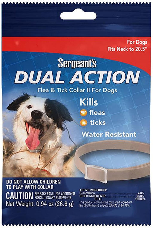 1 count Sergeants Dual Action Flea and Tick Collar II for Dogs Neck Size 20.5"
