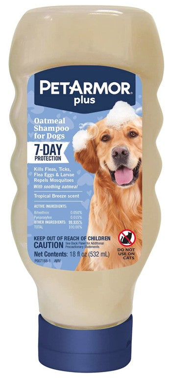 18 oz PetArmor Plus Oatmeal Shampoo for Dogs 7-Day Protection