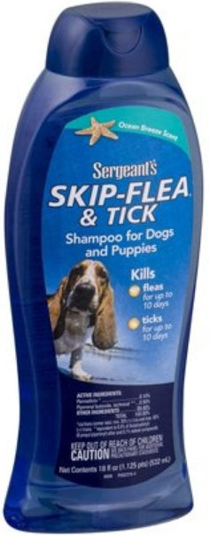 18 oz Sergeants Skip-Flea Flea and Tick Shampoo for Dogs Ocean Breeze Scent