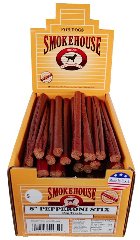 60 count Smokehouse Pepperoni Stix 8" Dog Treat with Display Box