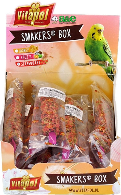 12 count AE Cage Company Smakers Parakeet Strawberry Treat Sticks