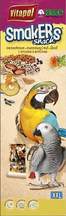 2 count AE Cage Company Smakers Parrot XXL Nut Treat Sticks