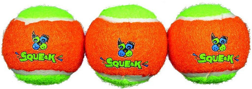 Small - 3 count Spunky Pup Squeak Tennis Balls Dog Toy